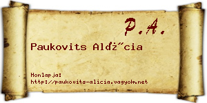Paukovits Alícia névjegykártya